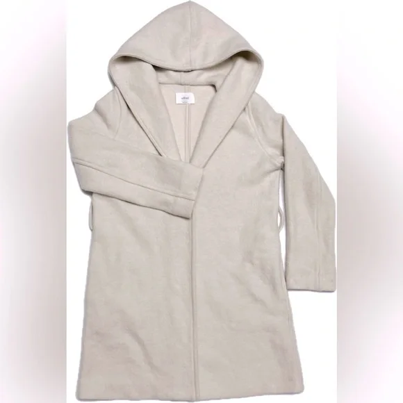 Aritzia Wilfred hooded wool coat cream color - Picture 3 of 14